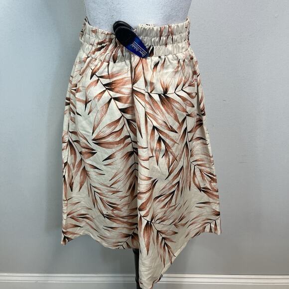 Ann Taylor Loft Skirt size Small Pet Linen Leaf Knee A Line Ties Summer Modest - Picture 10 of 11